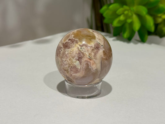 Flower Agate - Pink Amethyst | Sphere image 1