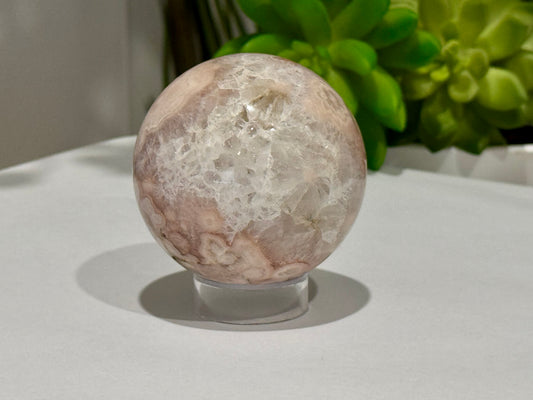 Flower Agate - Pink Amethyst | Sphere image 1