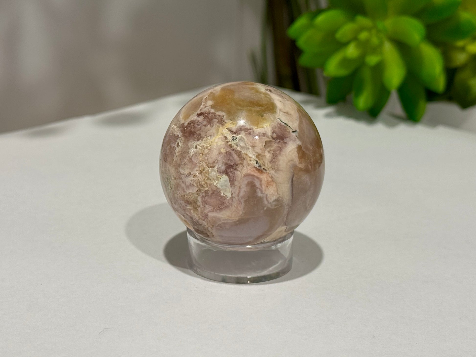 Flower Agate - Pink Amethyst | Sphere image 1