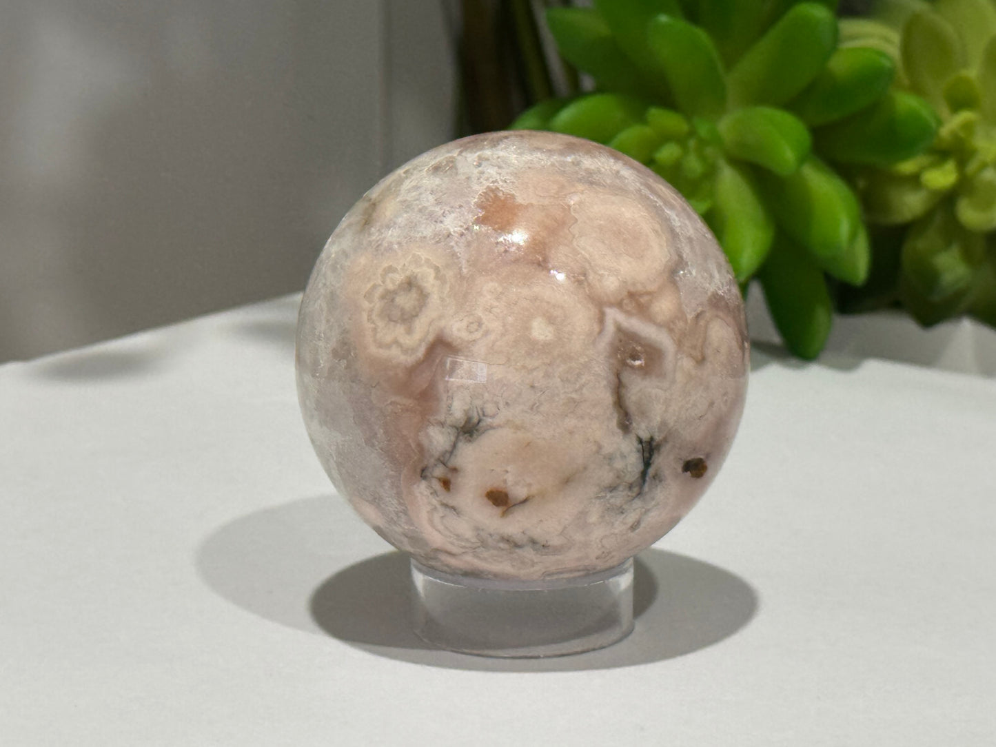 Flower Agate - Pink Amethyst | Sphere image 2